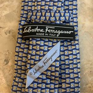 Salvatore Ferragamo Silk Tie Printed Geometric Print Formal Made In Italy Work!